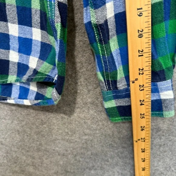 Supreme Flannel Button Shirt Mens Medium Green Blue Plaid Casual Cotton - Picture 5 of 9